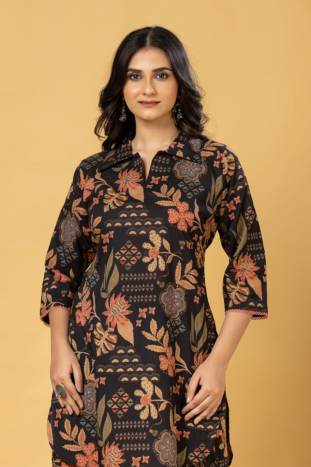 Black Floral Print Co-ord Set