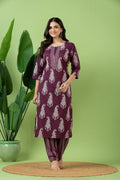 Purple Paisley Print Kurta With Pant