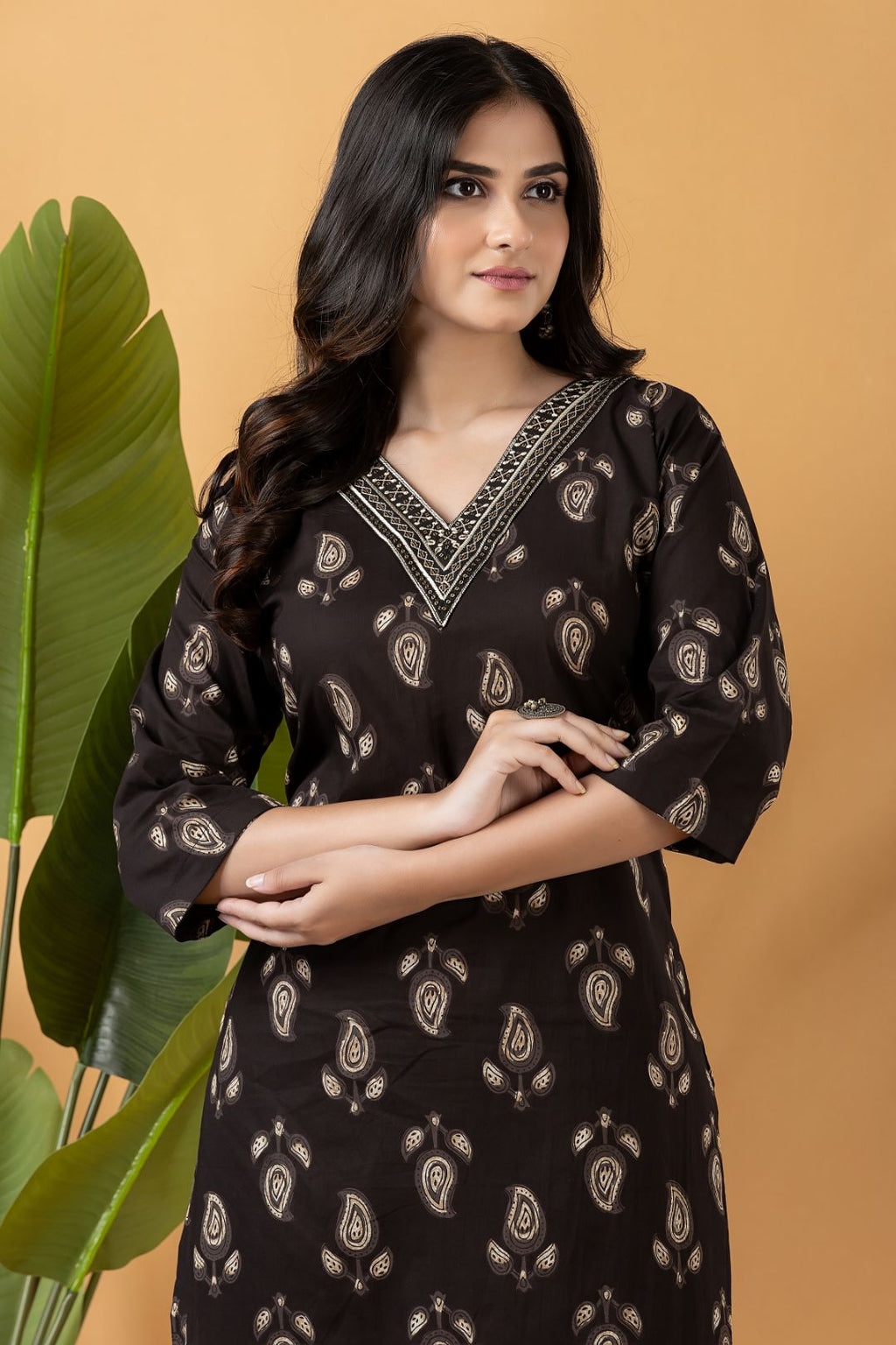 Black Embroidered Kurta With Pant