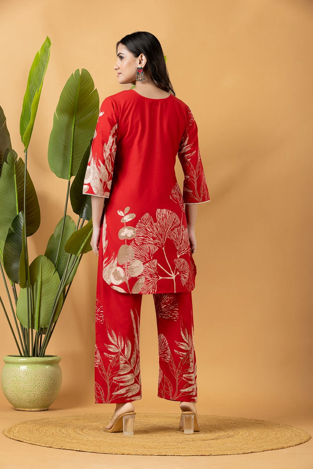 Red Floral Print Co-ord Set