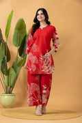 Red Floral Print Co-ord Set