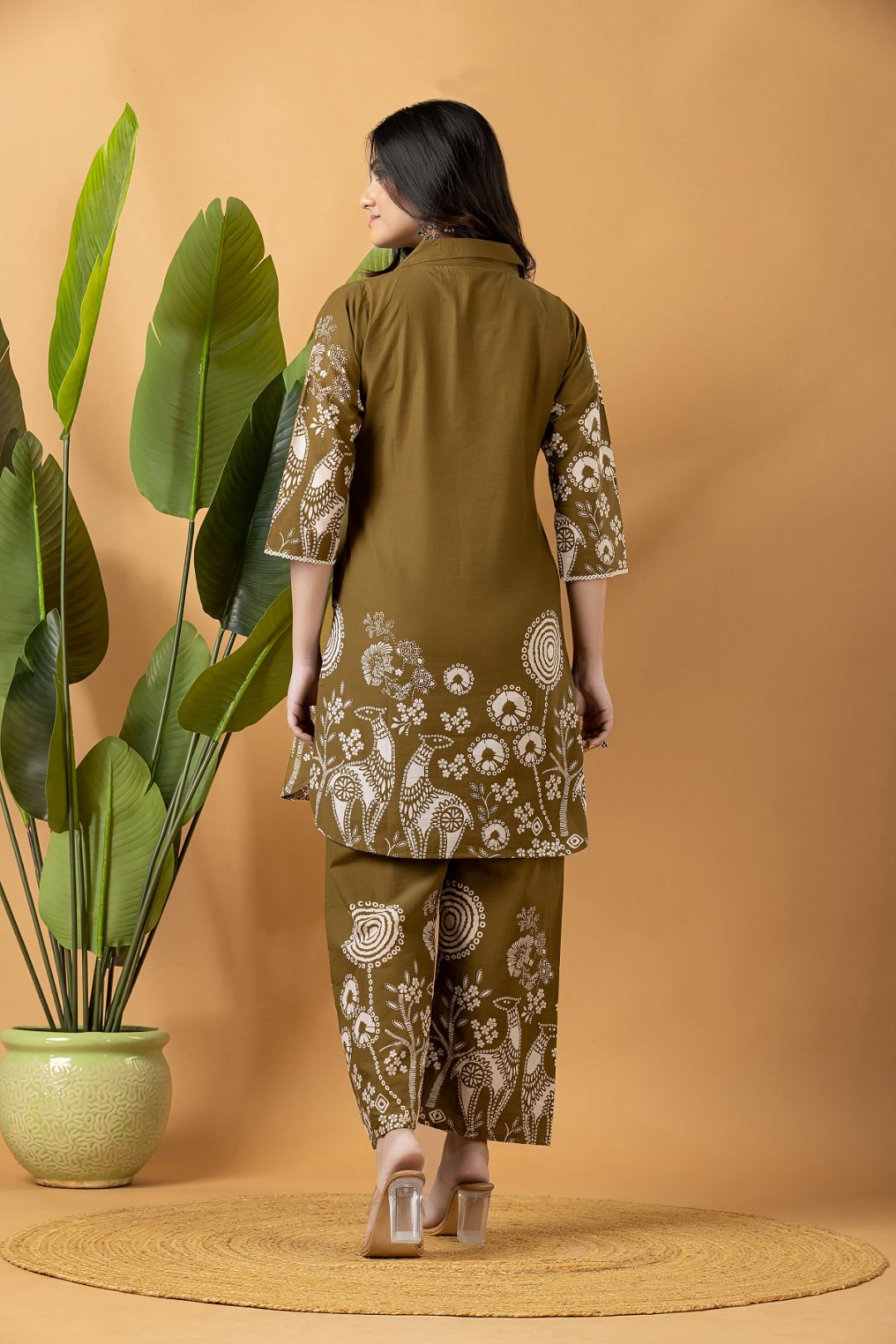 Olive Green Floral Print Co-ord Set