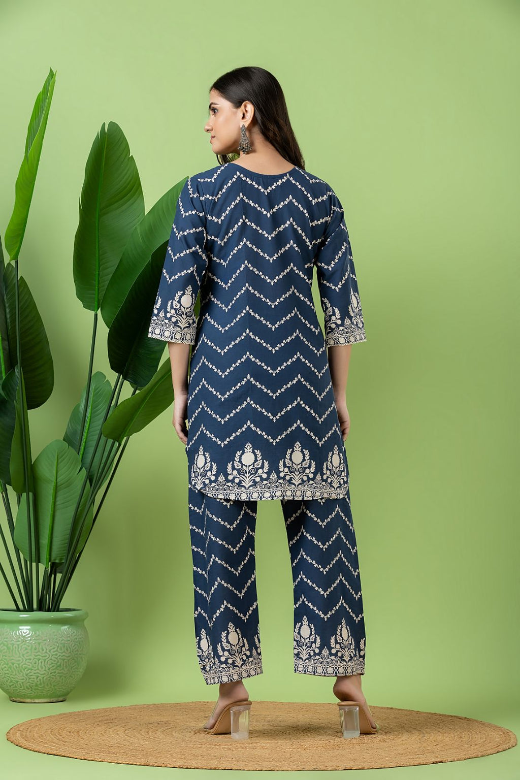 French Blue Floral Print Co-ord Set