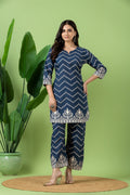 French Blue Floral Print Co-ord Set