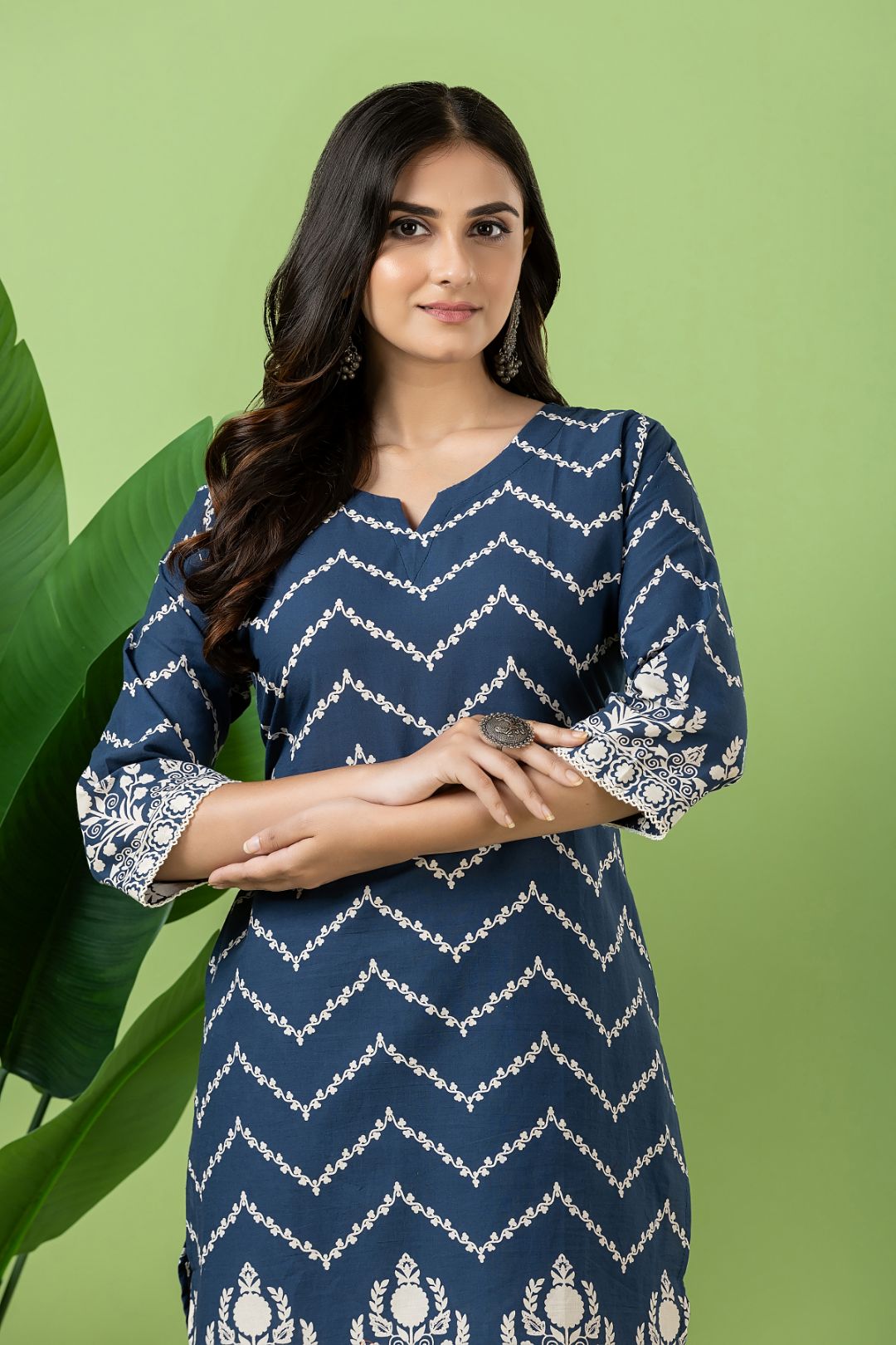 French Blue Floral Print Co-ord Set