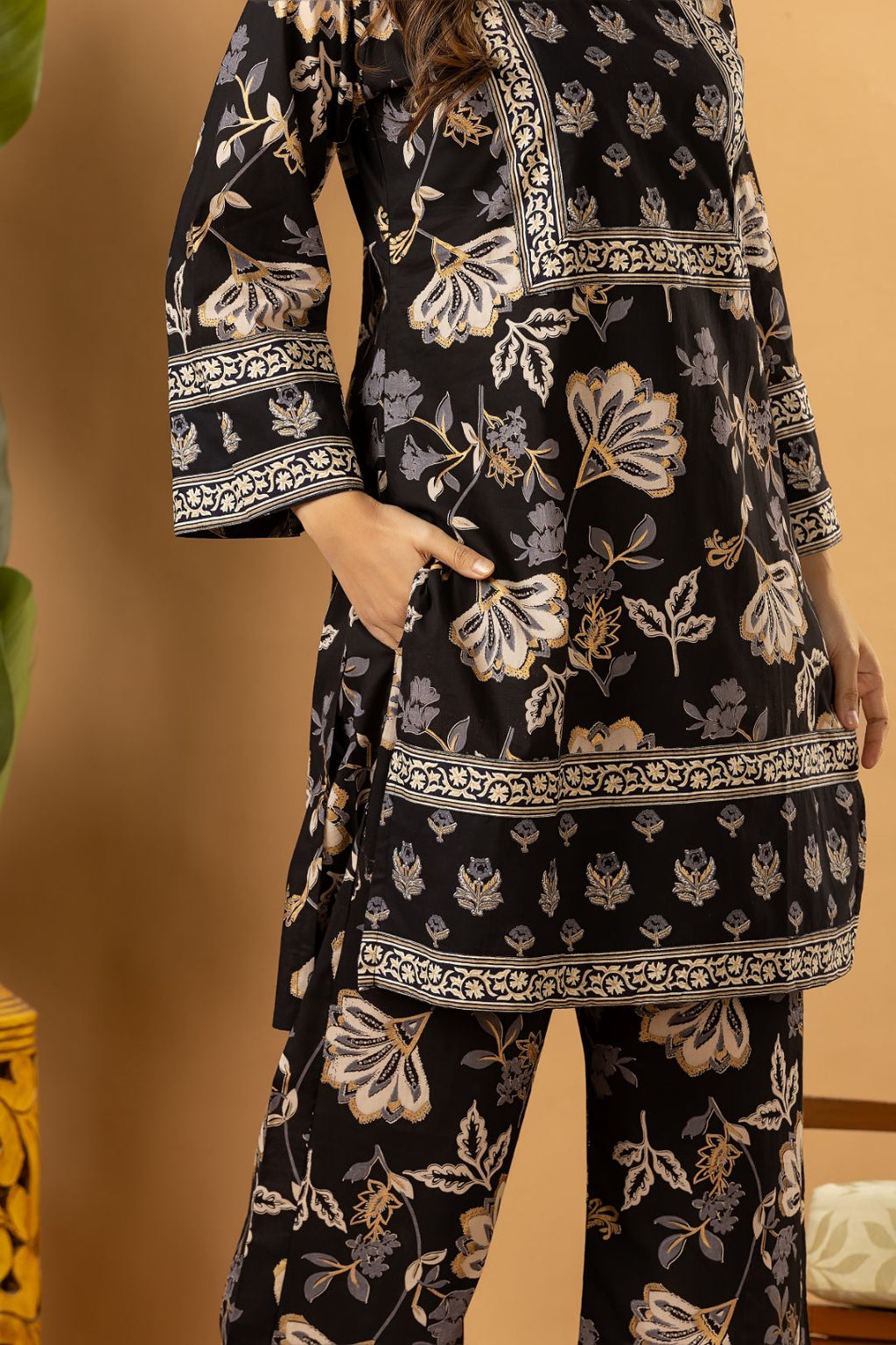 Black Floral Print Co-ord Set