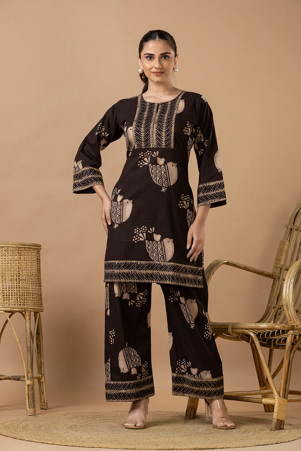 Coffee Brown Animal Print Co-ord Set