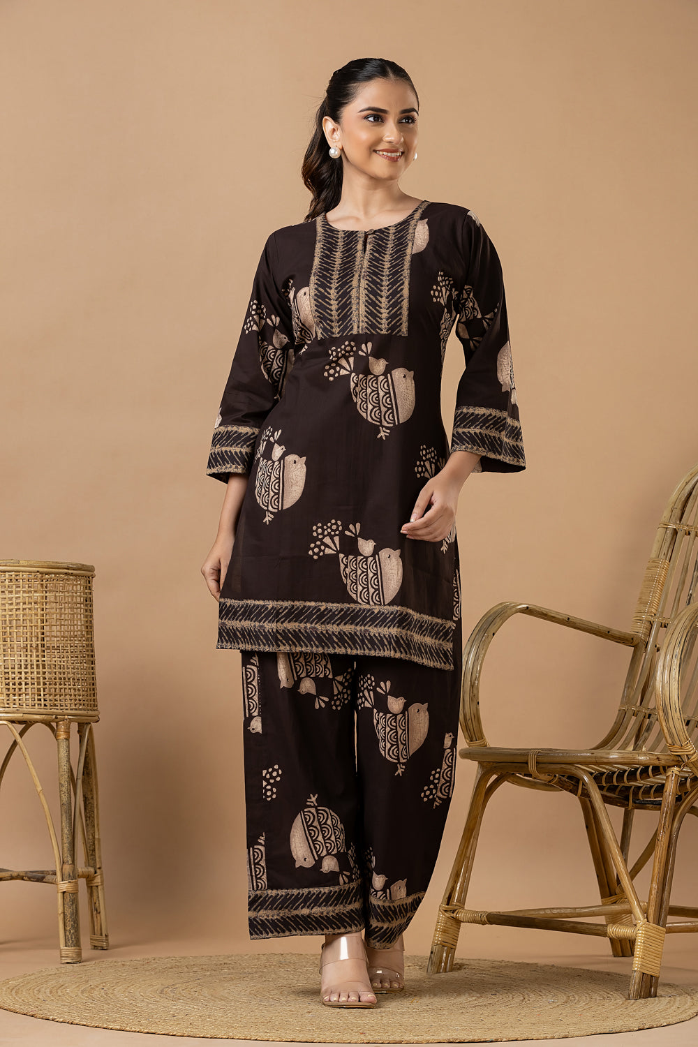 Coffee Brown Animal Print Co-ord Set