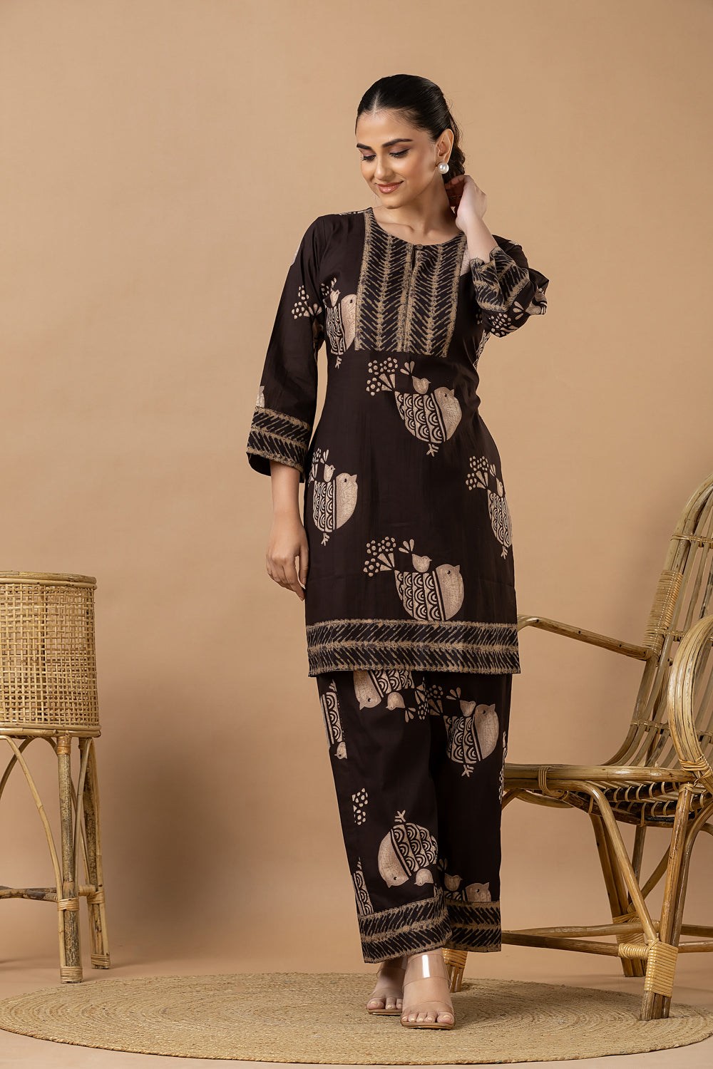 Coffee Brown Animal Print Co-ord Set