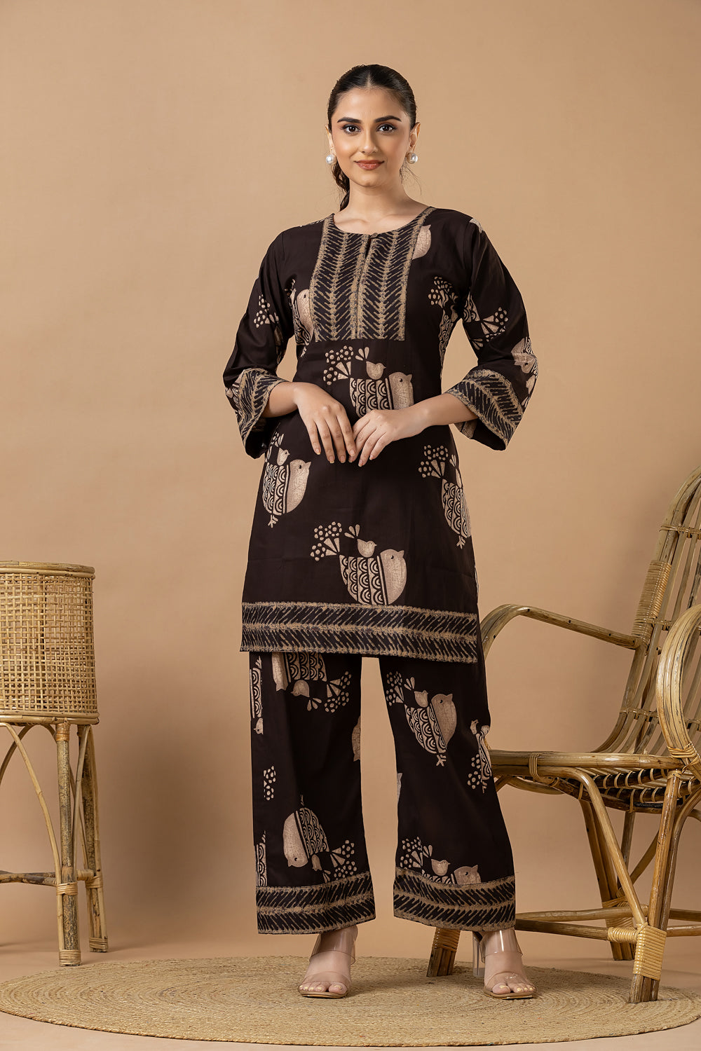 Coffee Brown Animal Print Co-ord Set