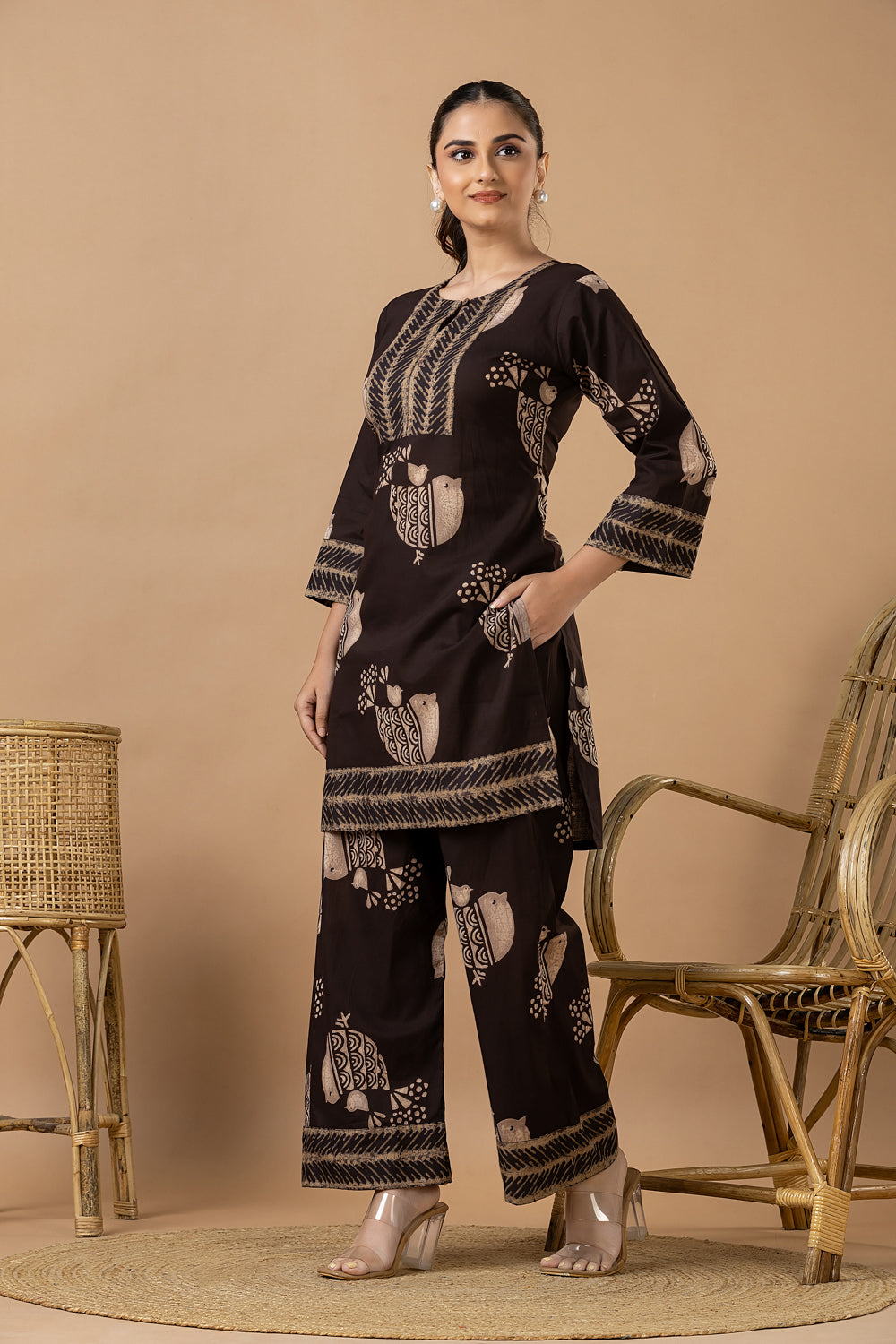 Coffee Brown Animal Print Co-ord Set