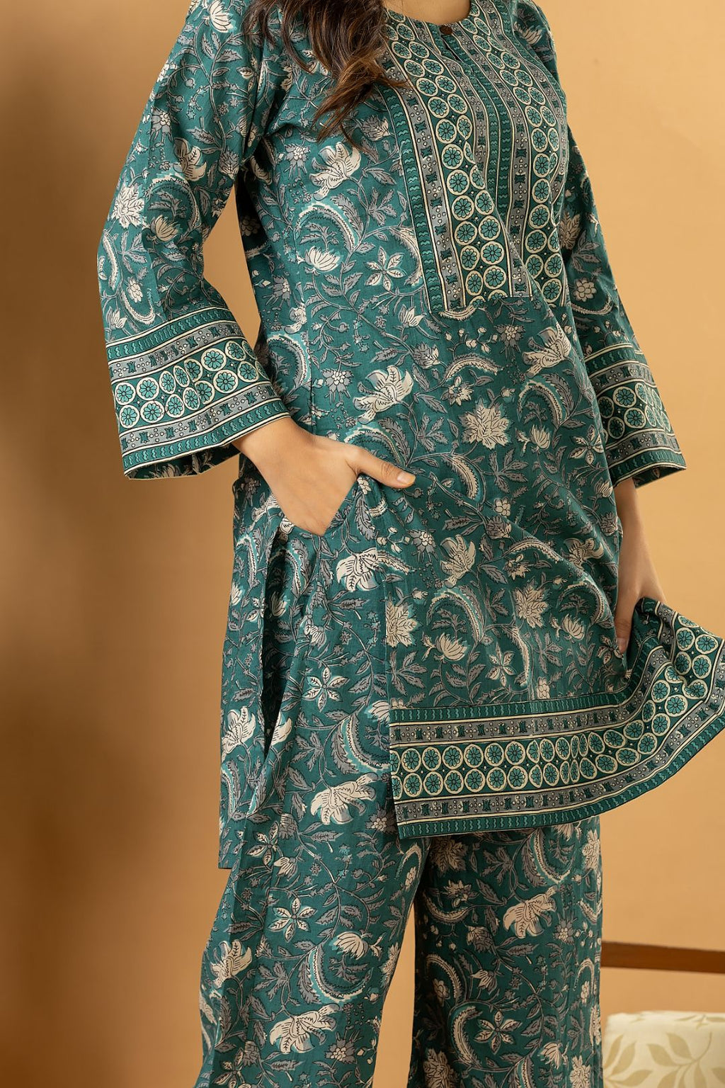 Forest Green Floral Print Co-ord Set