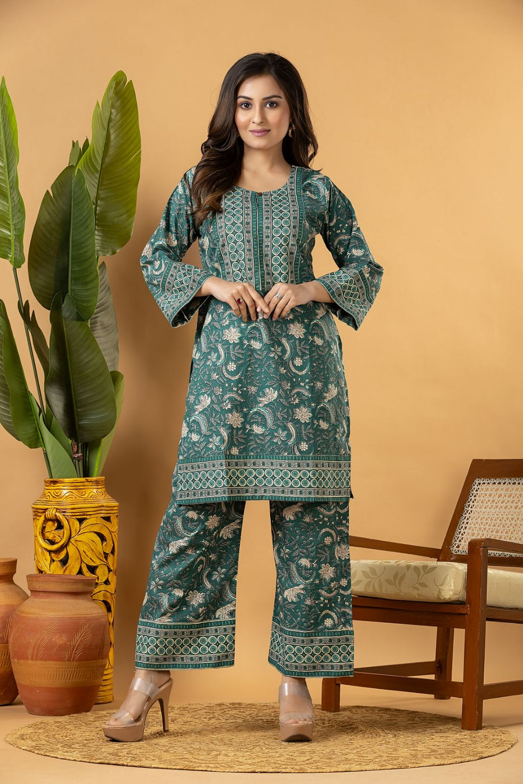 Forest Green Floral Print Co-ord Set