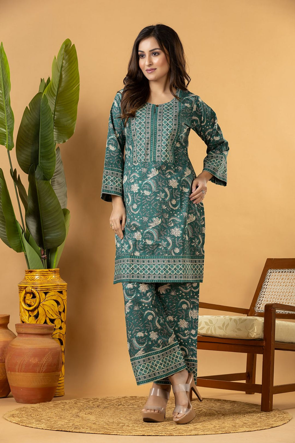 Forest Green Floral Print Co-ord Set
