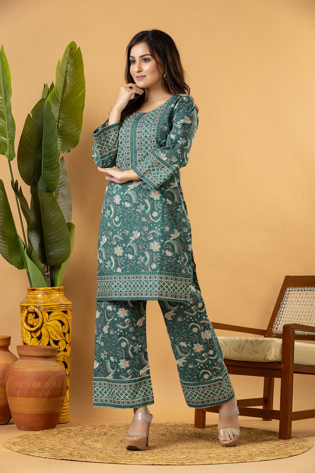 Forest Green Floral Print Co-ord Set