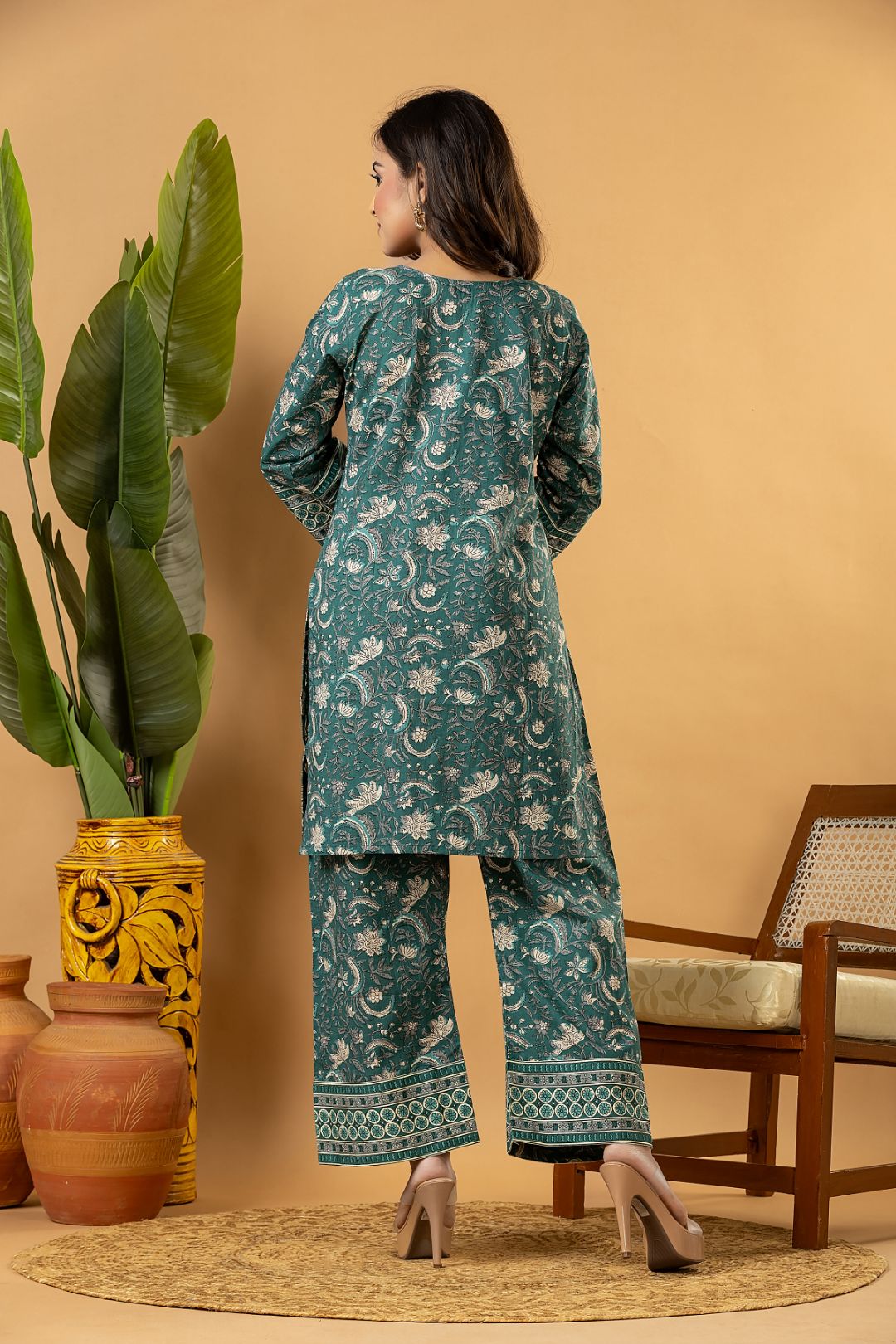 Forest Green Floral Print Co-ord Set