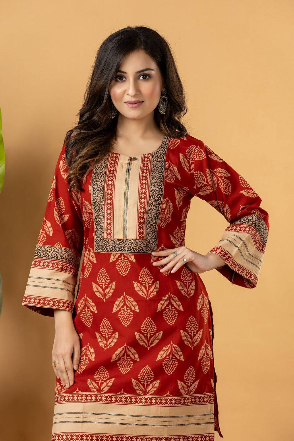 Rust & Beige Floral Print Co-ord Set