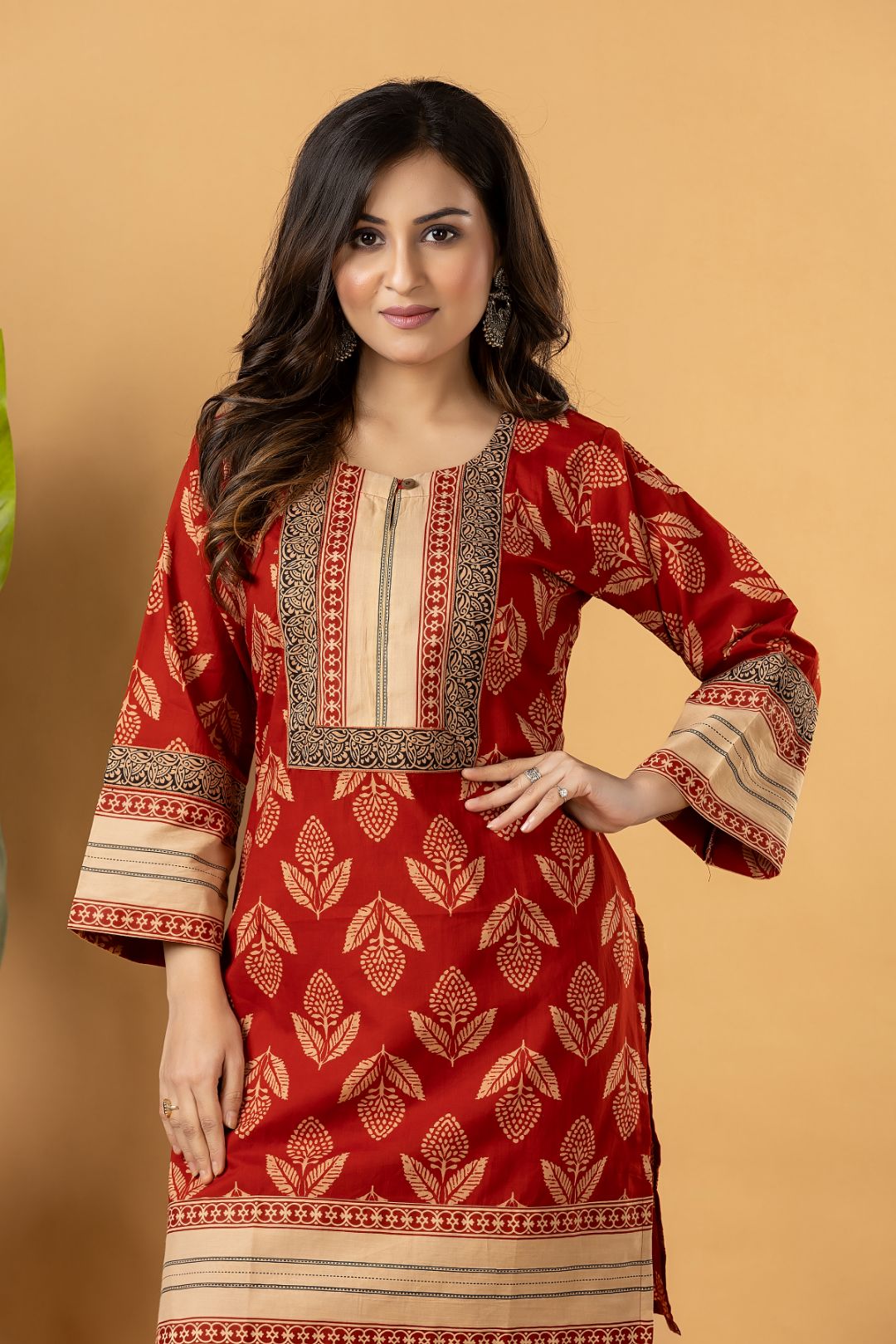 Rust & Beige Floral Print Co-ord Set