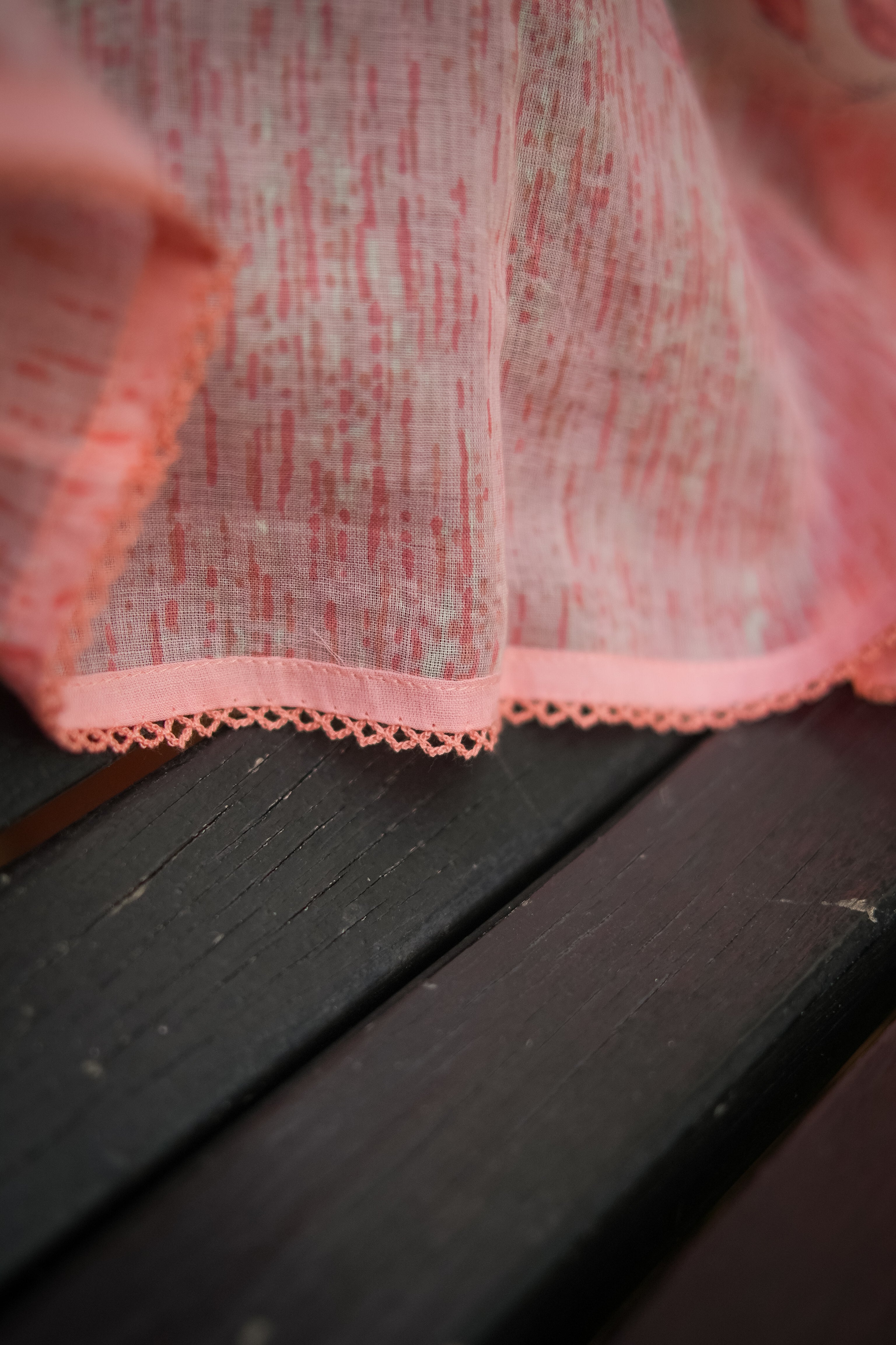 Peach Abstract Print Kurta With Pant & Dupatta