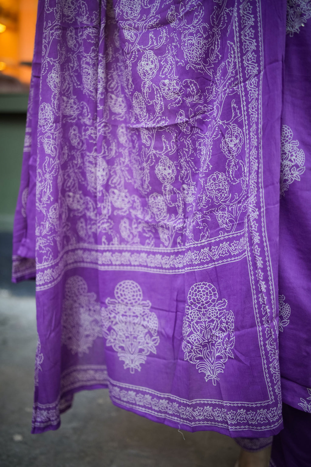 Purple Mix-Match Floral Embroidered Kurta With Pant & Dupatta