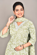 Light Green Embroidered Kurta With Pant & Dupatta