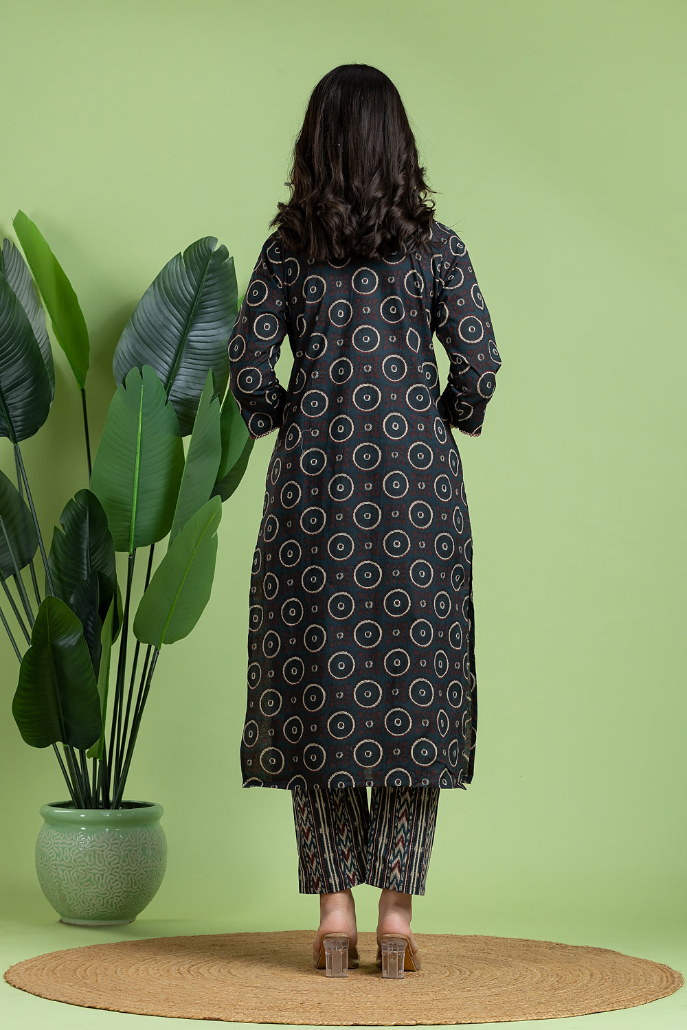 Blue Floral Print Kurta With Pant & Dupatta