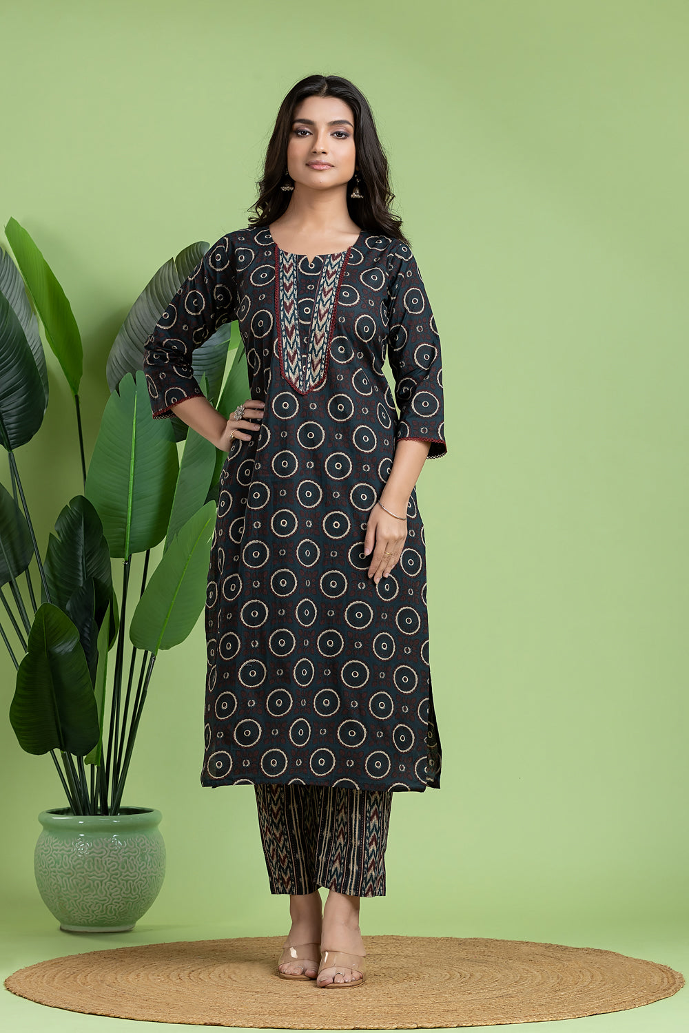 Blue Floral Print Kurta With Pant & Dupatta