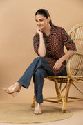 Black & Red Geometric Print Mix & Match Short Kurta