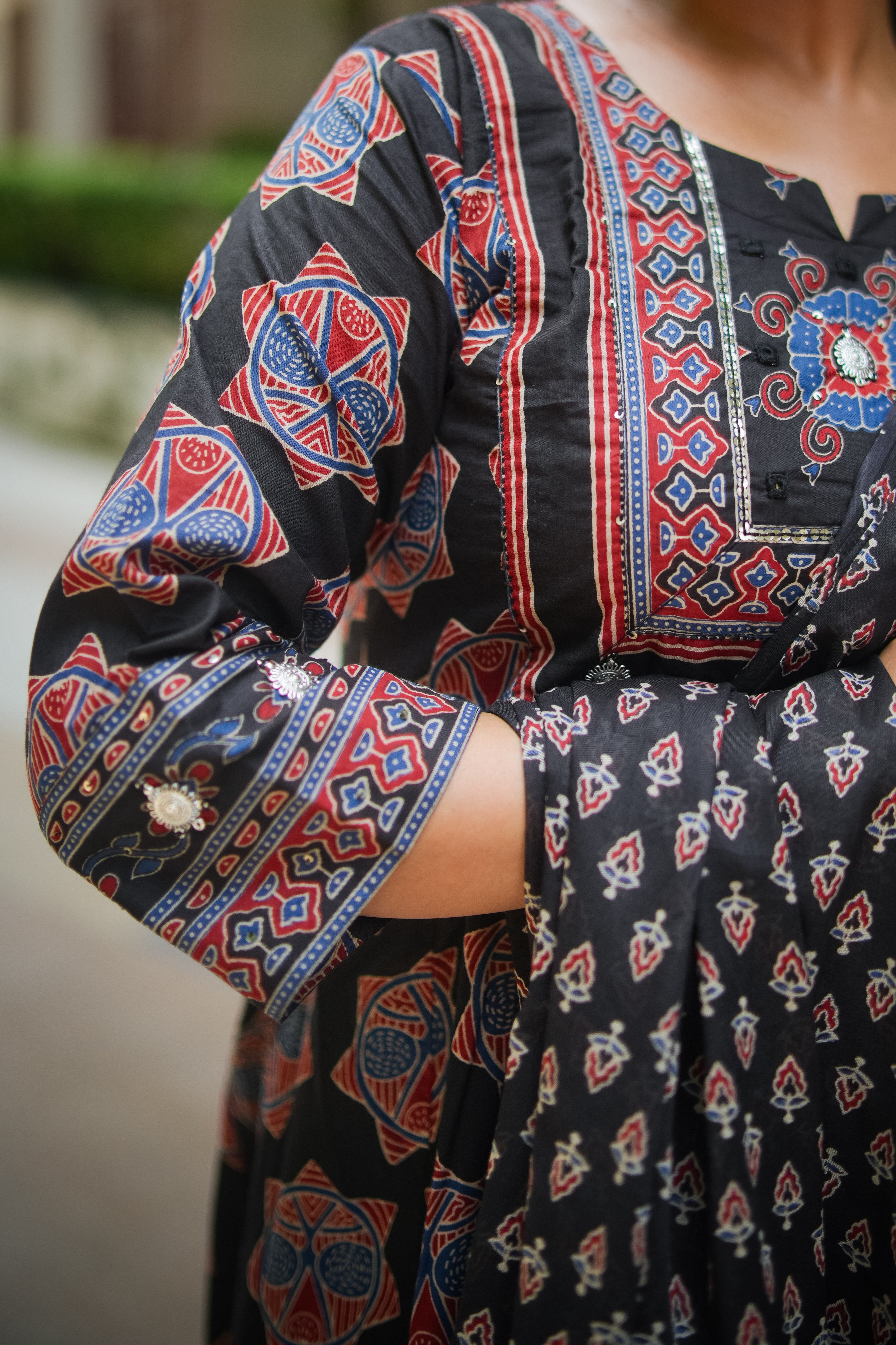 Black & Maroon Embroidered Anarkali Kurta With Pant & Dupatta