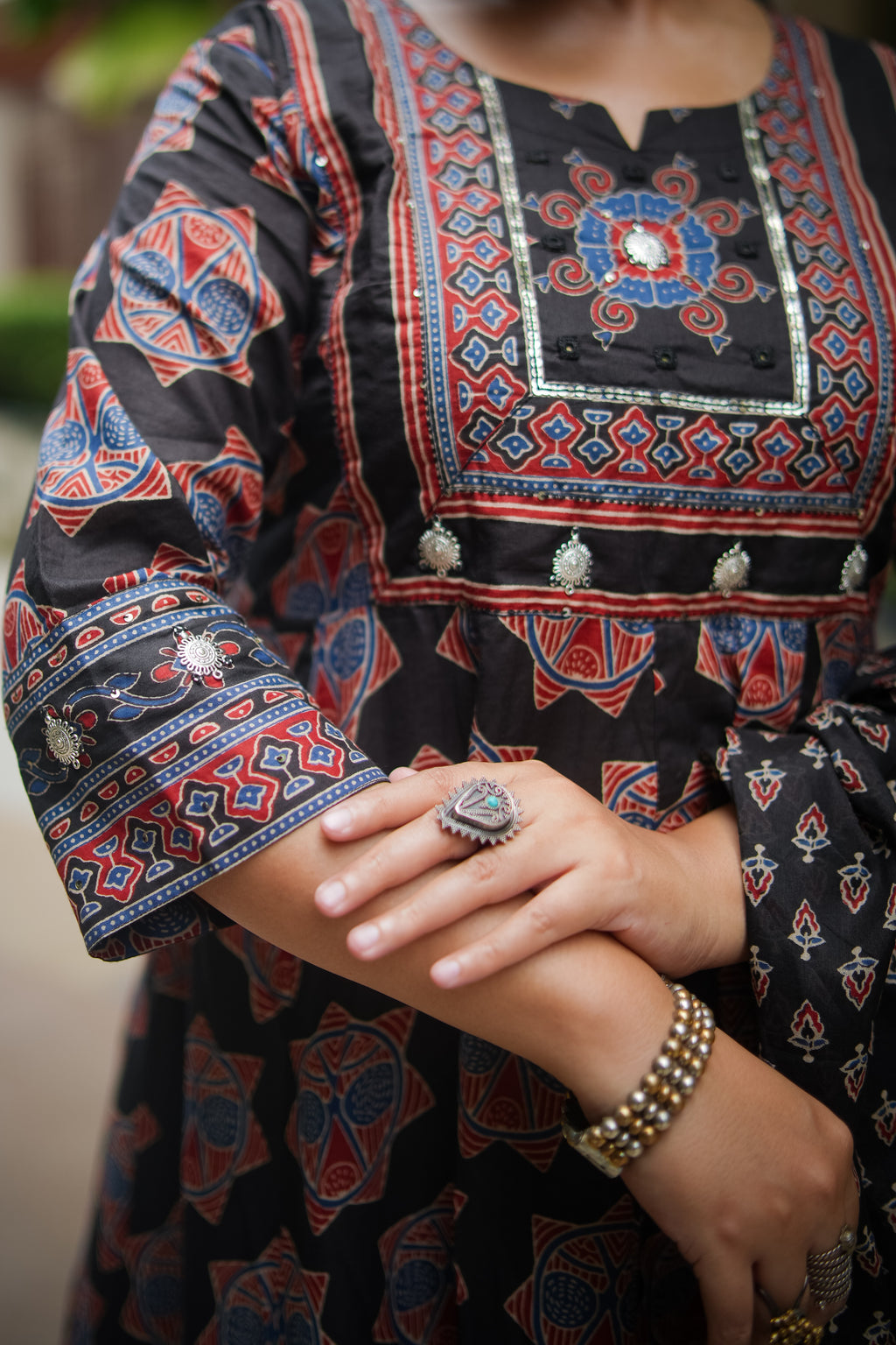 Black & Maroon Embroidered Anarkali Kurta With Pant & Dupatta